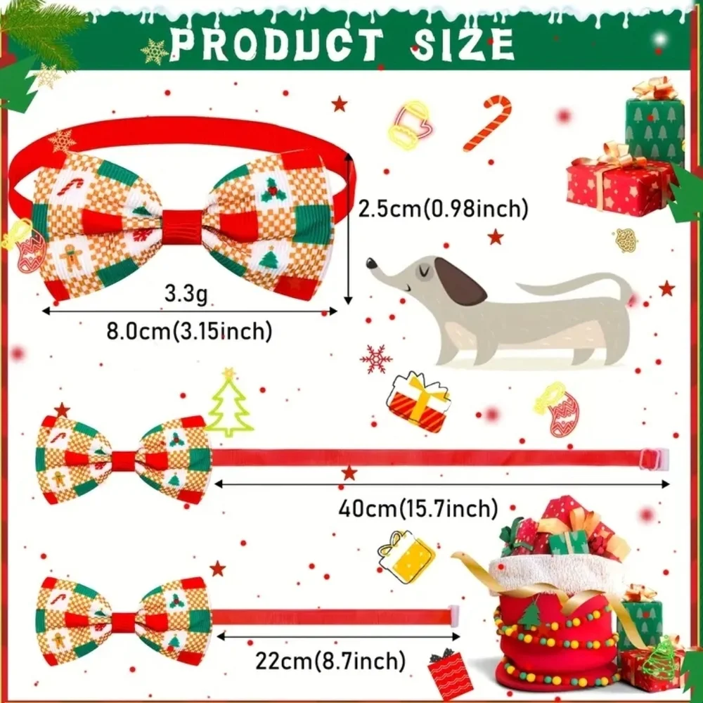 Festive Pet Bow Ties Detachable Dog Cat Small Pet Adjustable Christmas NWT